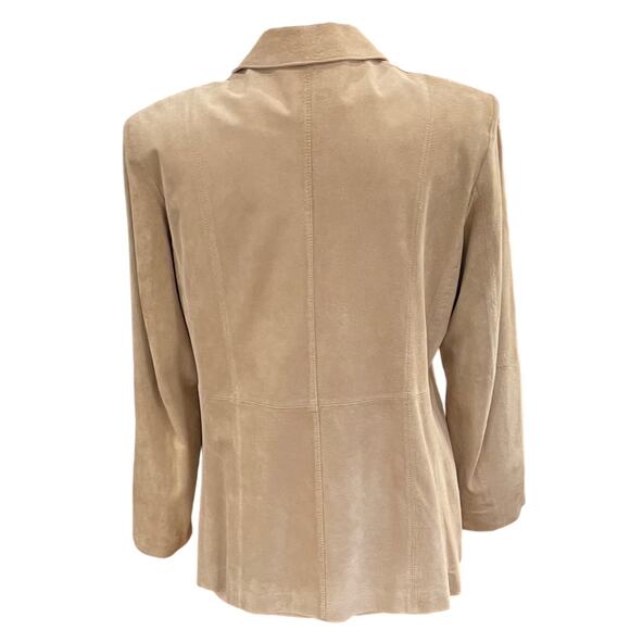 Vintage Liz Claiborne Beige/Tan Suede Blazer / Jacket, Pockets, Size XL - Picture 4 of 14